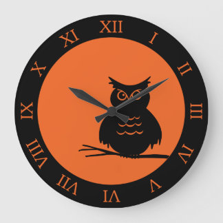 Grande Horloge Ronde Chouette de l'Halloween