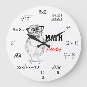 Grande Horloge Ronde Chouette nerveuse dépendante des maths