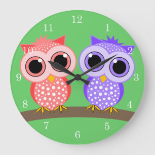 Grande Horloge Ronde chouettes chouettes