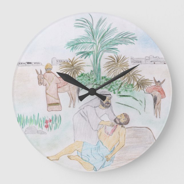 Grande Horloge Ronde Christian Artwork Le bon samaritain (Recto)