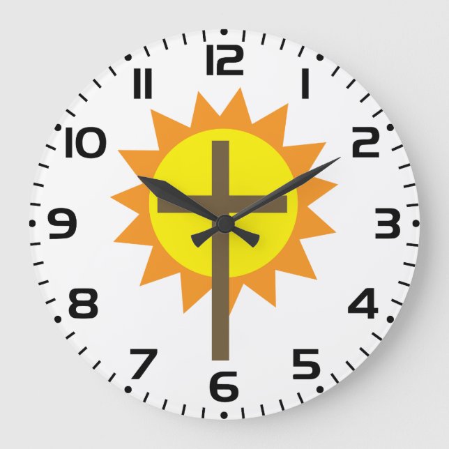 Grande Horloge Ronde Christian Cross with Yellow Sun and Orange Rays (Recto)