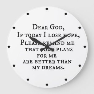 Grande Horloge Ronde Christian Quote, source d'inspiration : Dear God