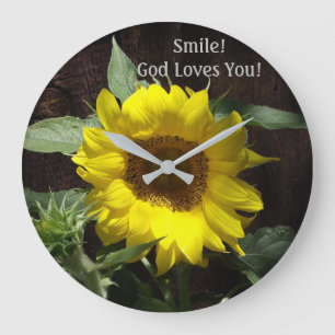 Grande Horloge Ronde Christian Sunflower Smile ! Dieu Vous Aime !