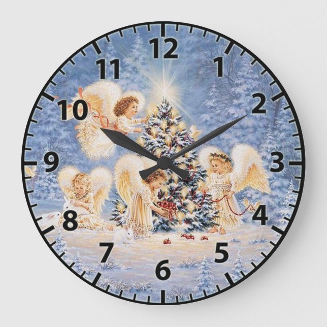 Grande Horloge Ronde Christmas Angels Wall Clock (Recto)