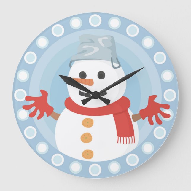 GRANDE HORLOGE RONDE CHRISTMAS HIVER SNOWMAN (Recto)