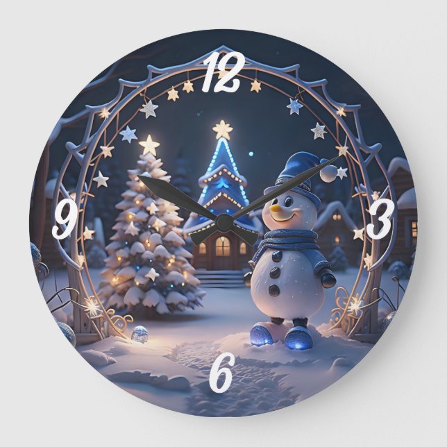 Grande Horloge Ronde Christmas Snowman (Recto)
