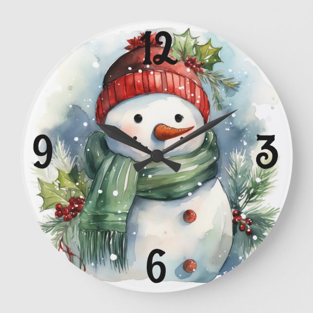 Grande Horloge Ronde Christmas Snowman (Recto)
