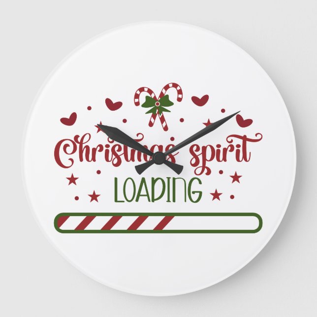 Grande Horloge Ronde Christmas Spirit Chargement Funny Holiday (Recto)