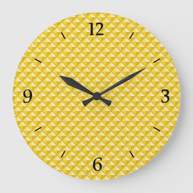 Grande Horloge Ronde Chrome jaune, look émail, grille cloutée (Recto)