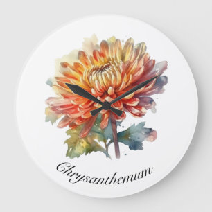 Grande Horloge Ronde Chrysanthème de la récolte d'or, sur mesure