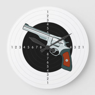 Grande Horloge Ronde Cible De Gamme D'Armes Avec Pistol Revolver