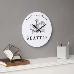 Grande Horloge Ronde Ciel minimal de Seattle, contour, Pacifique Nord-O