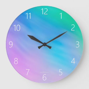 Grande Horloge Ronde Ciel pastel arc-en-ciel coloré