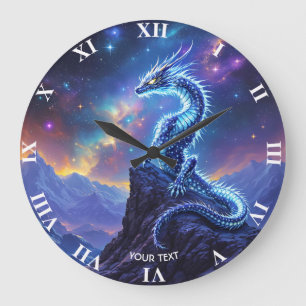 Grande Horloge Ronde Cieux de dragon de starlight fantaisie mignon