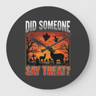 Grande Horloge Ronde Cimetière d'alpaca Halloween Quelqu'un a dit Frian