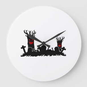 Grande Horloge Ronde Cimetière d'Halloween