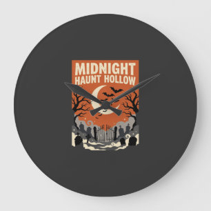 Grande Horloge Ronde Cimetière effrayant d'Halloween