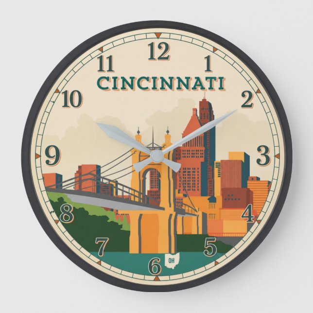 Grande Horloge Ronde Cincinnati Ohio Skyline  (Recto)