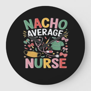 Grande Horloge Ronde Cinco De Mayo Coquette Bow Nacho Infirmière Moyenn