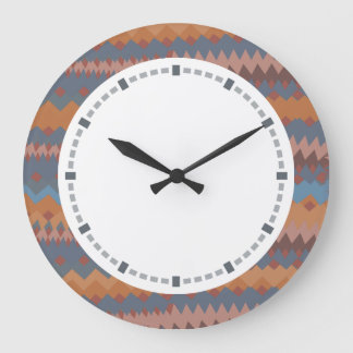 Grande Horloge Ronde Cinco de Mayo Mexican Zig Zag Southwestern Colors