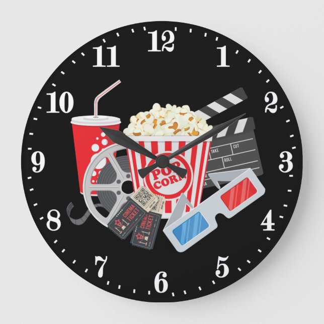 Grande Horloge Ronde cinéma cool temps pop-corn (Recto)