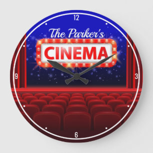 Grande Horloge Ronde Cinéma Personnalisé Cinéma Salle Familiale