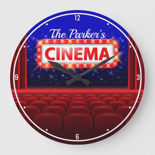 Grande Horloge Ronde Cinéma Personnalisé Cinéma Salle Familiale (Recto)