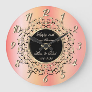 Grande Horloge Ronde Cinq ans de mariage Chic Swirls