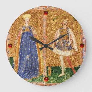 GRANDE HORLOGE RONDE CIOTS ANCIENS DE RENAISSANCE /MAID ET PAGE DES VÊT