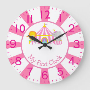 Grande Horloge Ronde Cirque avec animaux Mon premier