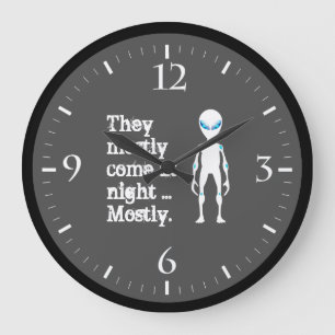 Grande Horloge Ronde Citation d'alien noir blanc mignon