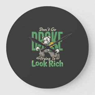 Grande Horloge Ronde Citation d'argent de chien drôle goutte