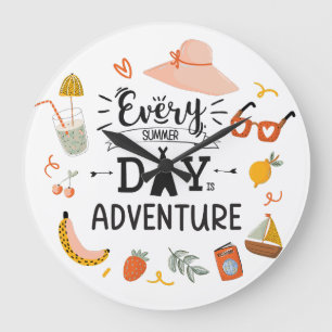 Grande Horloge Ronde Citation d'aventure estivale pour nurserie colorée