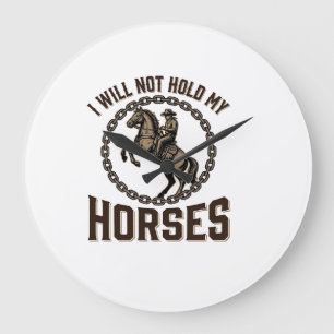 Grande Horloge Ronde Citation de cheval drôle Design vintage de conduit
