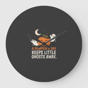 Grande Horloge Ronde Citation de fantôme de citrouille de Halloween Des