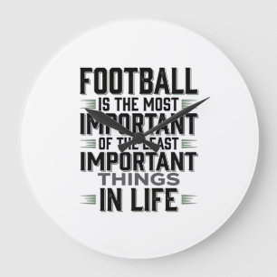 Grande Horloge Ronde Citation de Football Typographie Vintage T-Shirt D