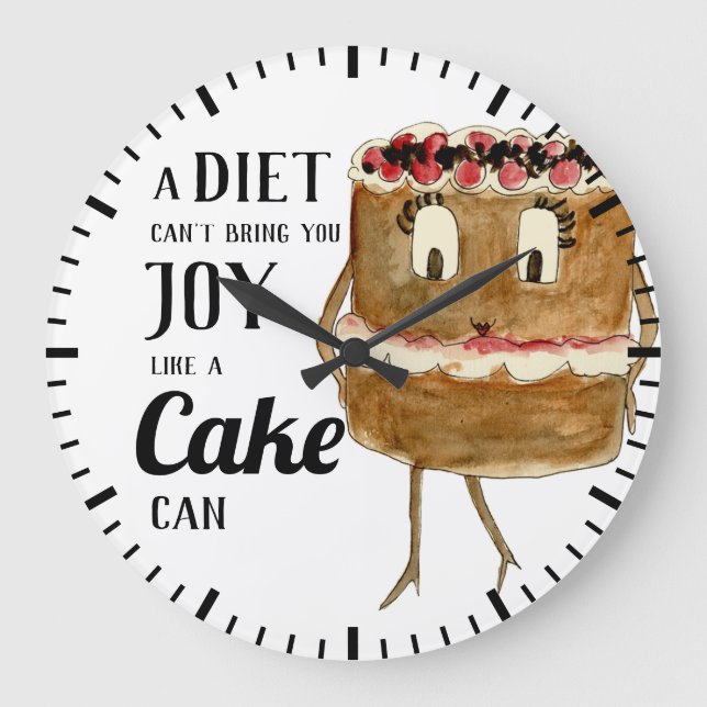 Grande Horloge Ronde Citation de gâteau drôle (Recto)