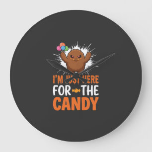 Grande Horloge Ronde Citation de Monstre de Bonbons d'Halloween Design