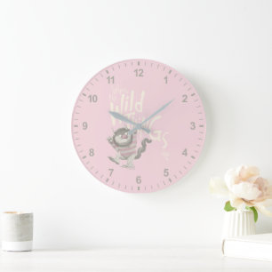 Grande Horloge Ronde Citation de Où les choses sauvages sont - Rose