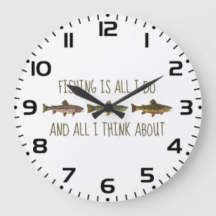 Grande Horloge Ronde Citation de pêche de truite arc-en-ciel Brown Broo