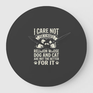 Grande Horloge Ronde Citation de religion de chien et chat