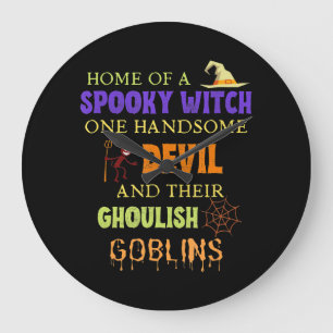 Grande Horloge Ronde Citation D'Halloween Familiale Avec L'Araignée Dia