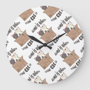 Grande Horloge Ronde Citation drôle Accueil est où est votre chat