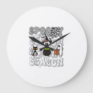 Grande Horloge Ronde Citation drôle Saison effrayante Halloween Chat Fa