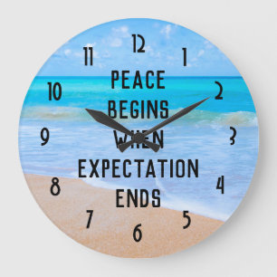 Grande Horloge Ronde Citation inspirante avec scène de plage tropicale