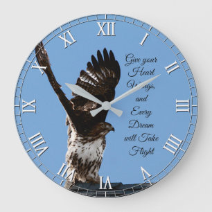 Grande Horloge Ronde Citation inspirationnelle du raptor de Hawk à queu