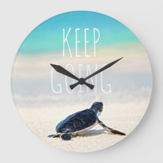 Grande Horloge Ronde Citation Motivante Continuez Plage de Tortues