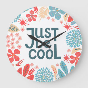 Grande Horloge Ronde Citation Motivationnelle, Cadre Floral Abstrait.