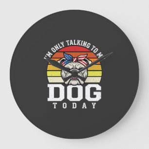 Grande Horloge Ronde Citation Rétro Amusant pour Amateur de Bulldog