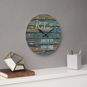 Grande Horloge Ronde Citation Rustique Relaxez-vous, vous êtes sur le t